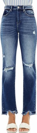 Kancan Peach High Rise Slim Straight Leg Jeans In Blue
