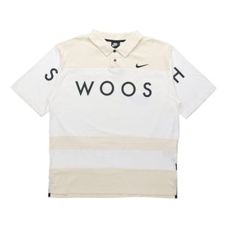 Nike Sportswear Swoosh Logo Printing Contrasting Colors Loose Polo Shirt White DJ5370-110