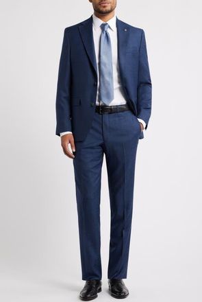 Jack Victor Esprit Contemporary Fit Navy Screen Weave Super 130s Wool Suit at Nordstrom, Size 36Regular