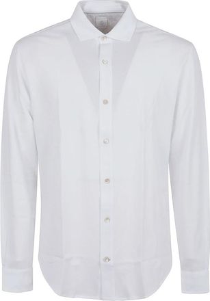 Eleventy Wit Piqu&eacute; Overhemd Regular Fit - Heren - Zakelijke Overhemden - Wit - 2XL - Katoen - Overhemden