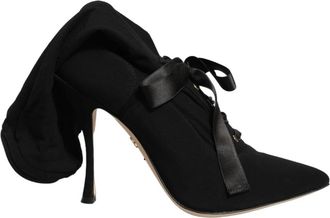 Dolce & Gabbana Mid Calf Laarzen - Dames - Laarzen met Hak - Zwart - 36 EU - Leer - Schoenen