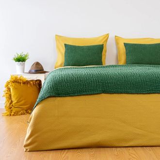 Casa da Laura Funda n&oacute;rdica rombos 100% algod&oacute;n mostaza cama 135/150 cm (240 x 220 c