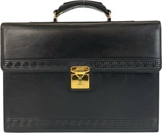 Versace Black Leather Briefcase (Pre-Owned)