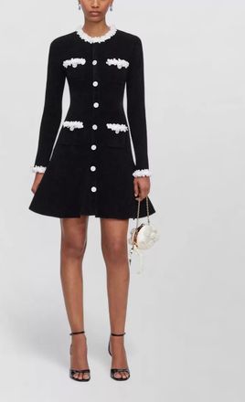 Self Portrait chenille floral trim mini dress