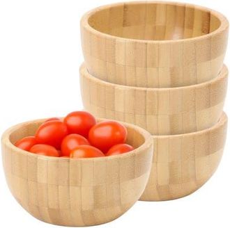 MegaChef 4 Piece 4.75 Inch Wood Salad Bowl Set in Bamboo at Nordstrom