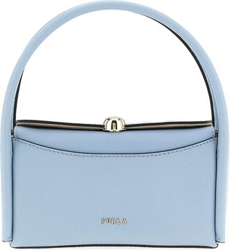 Furla Nicole Mini Boston Bag - Dames - Handtassen - Blauw - ONE Size - Leer - Tassen