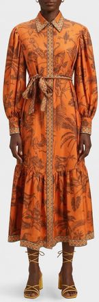 Alemais Abito Monkey chemisier Alemais in seta con stampa tropicale