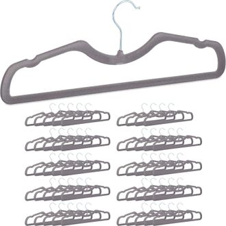 OEM Perchas De Terciopelo, Juego De 50, Ahorran Espacio, Con Barra Para Pantalones Y Muescas, Para Abrigos, Color Gris