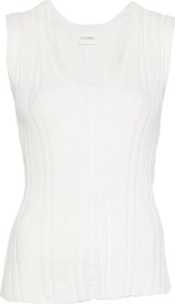 Closed Geribbelde mouwloze top met V-hals - Dames - Tops zonder mouwen - Wit - XS - Tops