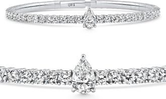 Pompeii3 5 Ct Diamond Bangle Oval Solitaire Flexible Tennis Bracelet 14k Gold Lab Grown