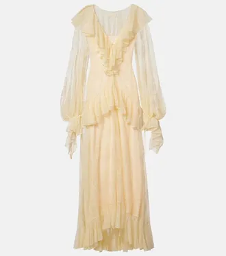De La Vali Vestido largo Esen de encaje con volantes