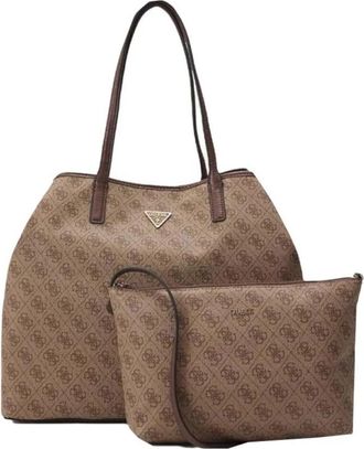 Guess Victtoria Large 2 IN 1 - Dames - Shoppers - Bruin - ONE Size - Leer - Tassen