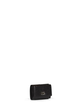 Fendi Crackle-Effect Calfskin Wallet - Black