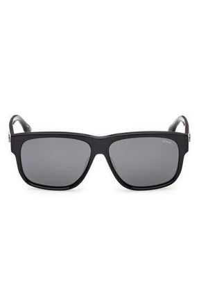 BMW 59mm Sunglasses in Shiny Black /Smoke Polarized at Nordstrom Rack
