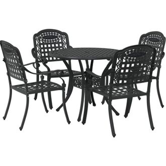 vidaXL Juego De Comedor De Jard&iacute;n 5 Piezas Aluminio Fundido Negro Vidaxl