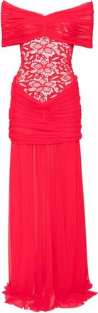 Atu Body Couture Abito lungo drappeggiato con decorazione in pizzo - Rosso