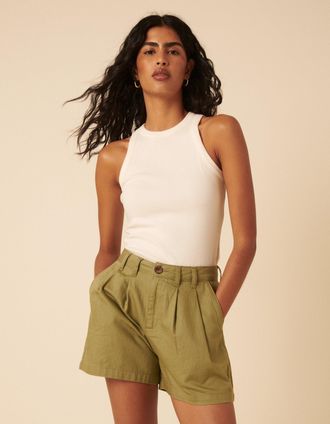 Nobody's Child Green Double Pleat Ava Shorts