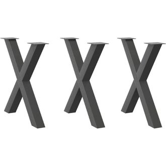 vidaXL Vidaxl - Patas Para Mesa De Comedor En Forma De X (3 Unidades), Antracita, 70 X (72-73) Cm, Acero