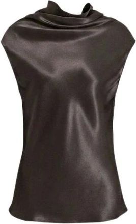 Alberta Ferretti Tops, Dames, Grijs, XL, Satijn, Mouwloze satijnen top met soepele halslijn