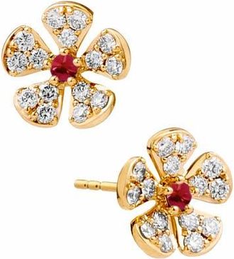 Syna Flower Studs in Ruby at Nordstrom, Size Small