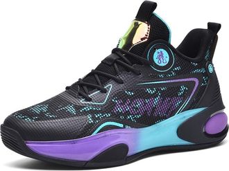 Generic Mens Basketball Shoes Anti Slip Wear-Resistant Shock-Absorbing Comfortable Breathable Sports Training Boots Walking Shoes(Black,4.5 UK)