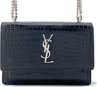 Saint Laurent Black Leather Chain/Shoulder Wallet (Pre-Owned)