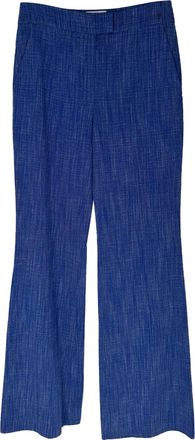 Galvan London Wide Leg Flared Trousers in Blue Tweed