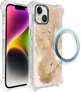 OEM Funda Ibizu Dropguard Ultra Para Iphone 14 Con Magsafe, Boho, Grullas Doradas