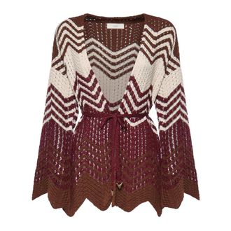 Akep Chevron Cardigan - female - Akep - Cardigans - Red - S - Knitwear