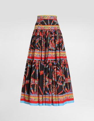 Dolce & Gabbana Carretto-print Poplin Long Skirt - Woman Skirts Multi-colored 36