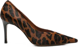 Roberto Festa Milano Leopard Print Calf Hair Stiletto Pumps - Black