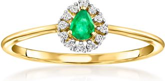 Canaria Canaria Emerald Ring With Diamonds in 10kt Yellow Gold