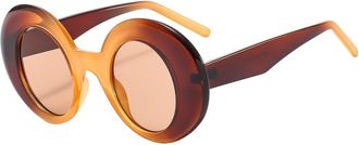 Generic Womens Large Frame Round Sunglasses Mens Outdoor Vacation Sun Glasses(Brown)