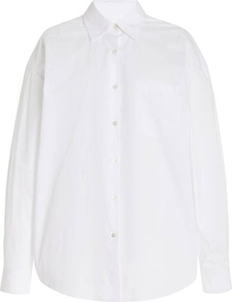 Solid & Striped Jancy Cotton Button Up Top In Optic White