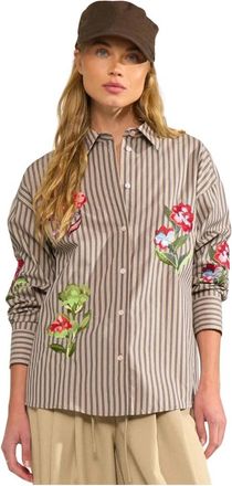 N&uuml;mph Nukacey 707171 Embr Shirt Deep Taupe - Dames - Overhemden - Bruin - L - Overhemden