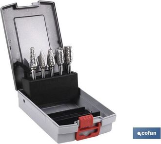 cofan Estuche Fresas Rotativas 5 Uds., Juego Estuche Surtido De 5 Fresas Rotativas De 12 Mm De Di&aacute;metro De Cabeza Y Diferentes Formas - Cofan