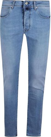 Incotex Stretch Denim Jeans met Su&egrave;de Patch - Heren - Slim Fit Jeans - Blauw - W34 - Denim - Jeans