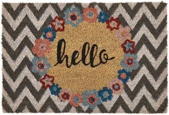 Beliani Beliani - Felpudo Moderno De Interior 40 X 60 Cm Motivo Chevron Revestimiento De Pvc Antideslizante Fibra De Coco Multicolor Tahan