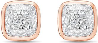 Diana M. Jewels 14KT ROSE GOLD LAB GROWN CUSHION CUT STUDS IN A BEZEL SETTING WEIGHING 1.00 CTS TW