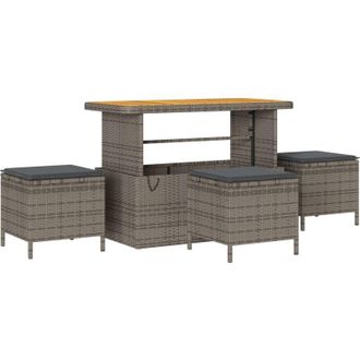 vidaXL Conjunto De Comedor De Jard&iacute;n 4 Pcs Gris Polirat&aacute;n Vidaxl