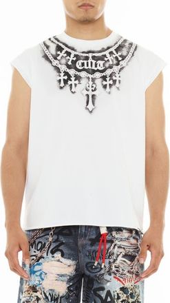 Cult of Individuality Stencil Cap Sleeve Cotton T-Shirt in White at Nordstrom, Size Xx-Large