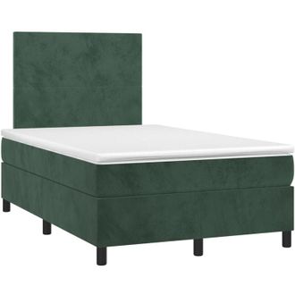 vidaXL Vidaxl - Cama Box Spring Colch&oacute;n Y Led Terciopelo Verde Oscuro 120x200cm