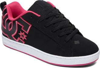 DC Sneaker DC SHOES Court Graffik, Damen, Gr. 9(40,5), pink (schwarz, pink stencil), Obermaterial:55, 91% Leder, 38, 75% Synthetik, 5, 34% Microfaser;, S