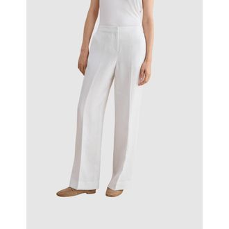 Hobbs London Alessia High-Waist Linen Trousers in White at Nordstrom, Size 10