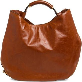 Moschino Handle Me Leather Hobo Bag in Hide 20A Od9 at Nordstrom