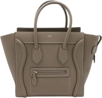 Celine Pre-owned Luggage Micro Shopper Leren Tote Bag - Dames - Vintage Handtas - Beige - ONE Size - Leer - Vintage
