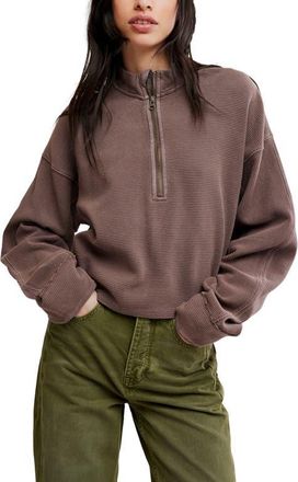 Free People We The Free Celeste Quarter-Zip Pullover in Mochachinno at Nordstrom, Size X-Large
