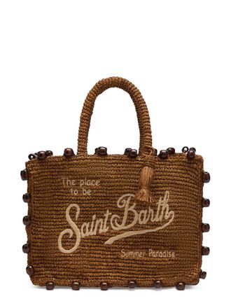 MC2 Saint Barth Colette Raffia Handbag with Decorative Bead Edges