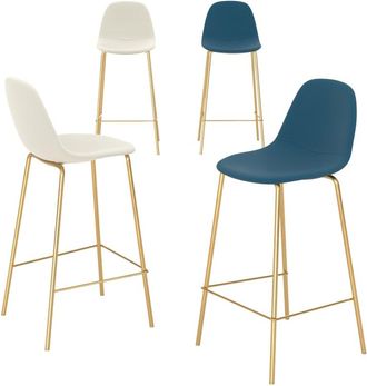 Rendez-Vous D&eacute;co Pack de 4 sillas para isla central blancas y azules 65 cm