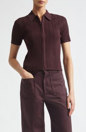 Victoria Beckham Rib Polo in Acai at Nordstrom, Size X-Small